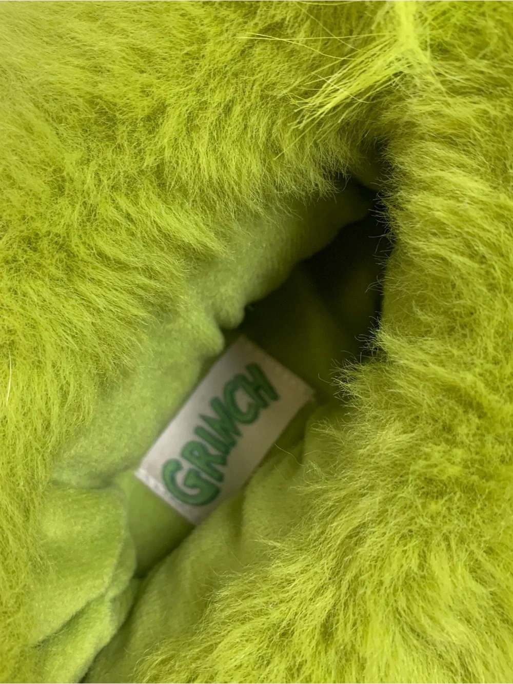 Kids Fluffy Green Grinch Slippers with Red Bow